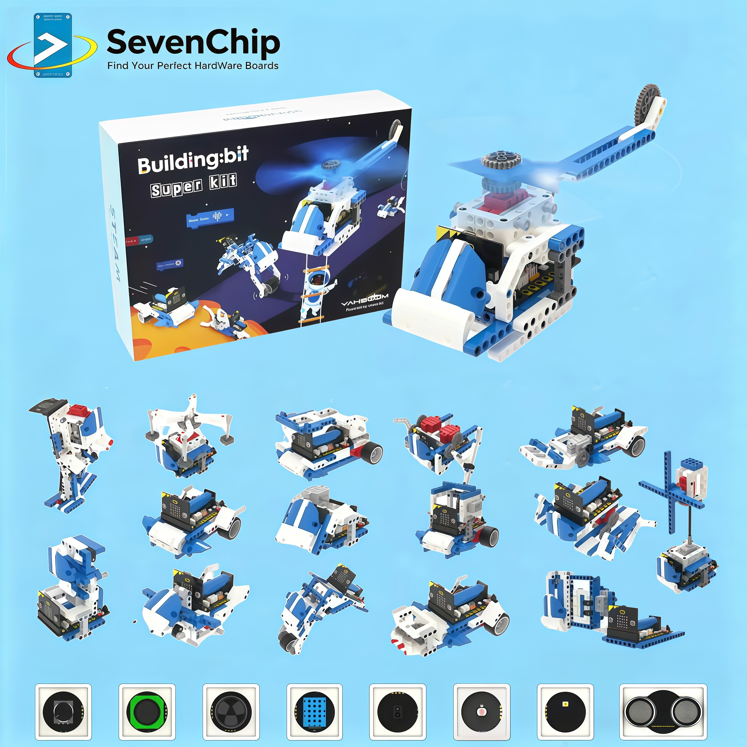 Science Robot - BBC Microbit V2 Baustein-Roboter-Kit, 16-in-1-STEM mit