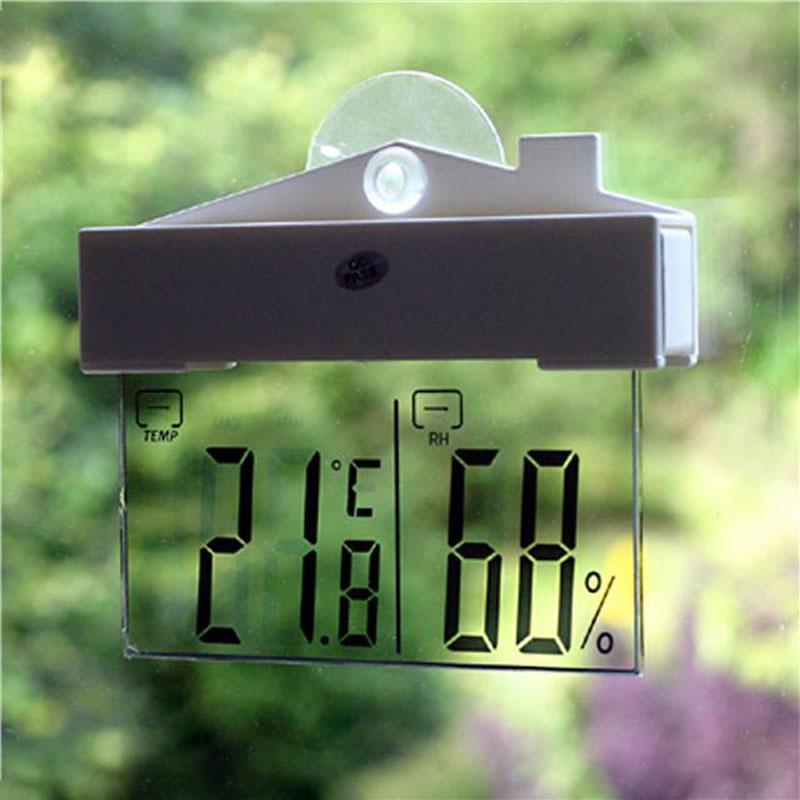 Weather Station Indoor - Digitales Fensterthermometer Hygrometer mit Saugnapf, großes