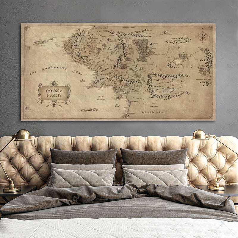 Star Map Poster - Retro The-Lord-of-Rings Karte Poster Vintage Mittelerde