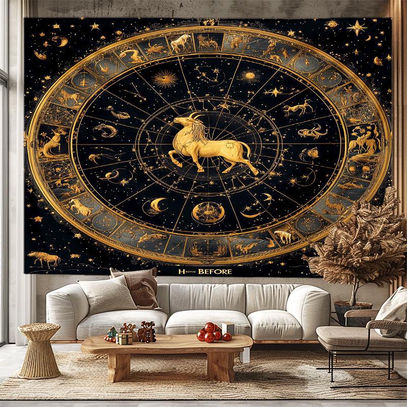 Star Map Poster - Eleganter Sternzeichen-Wandteppich, Himmelskarte, Astrologie, Boho-Wanddekoration, Poster,