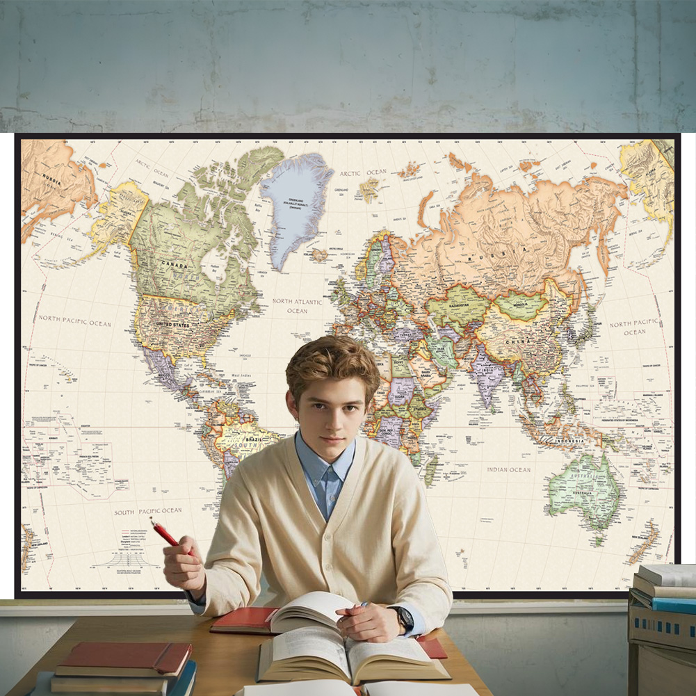 Star Map Poster - 127x81cm/50x32inch Vintage Weltkarte Poster Faltbare Leinwand