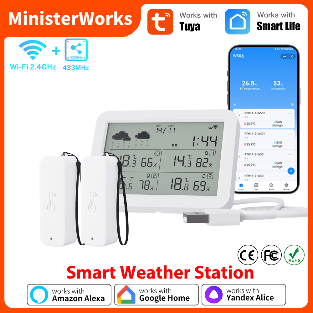Weather Station Indoor - Tuya WiFi-Wetterstation RF433 Drahtloser Temperatur- und