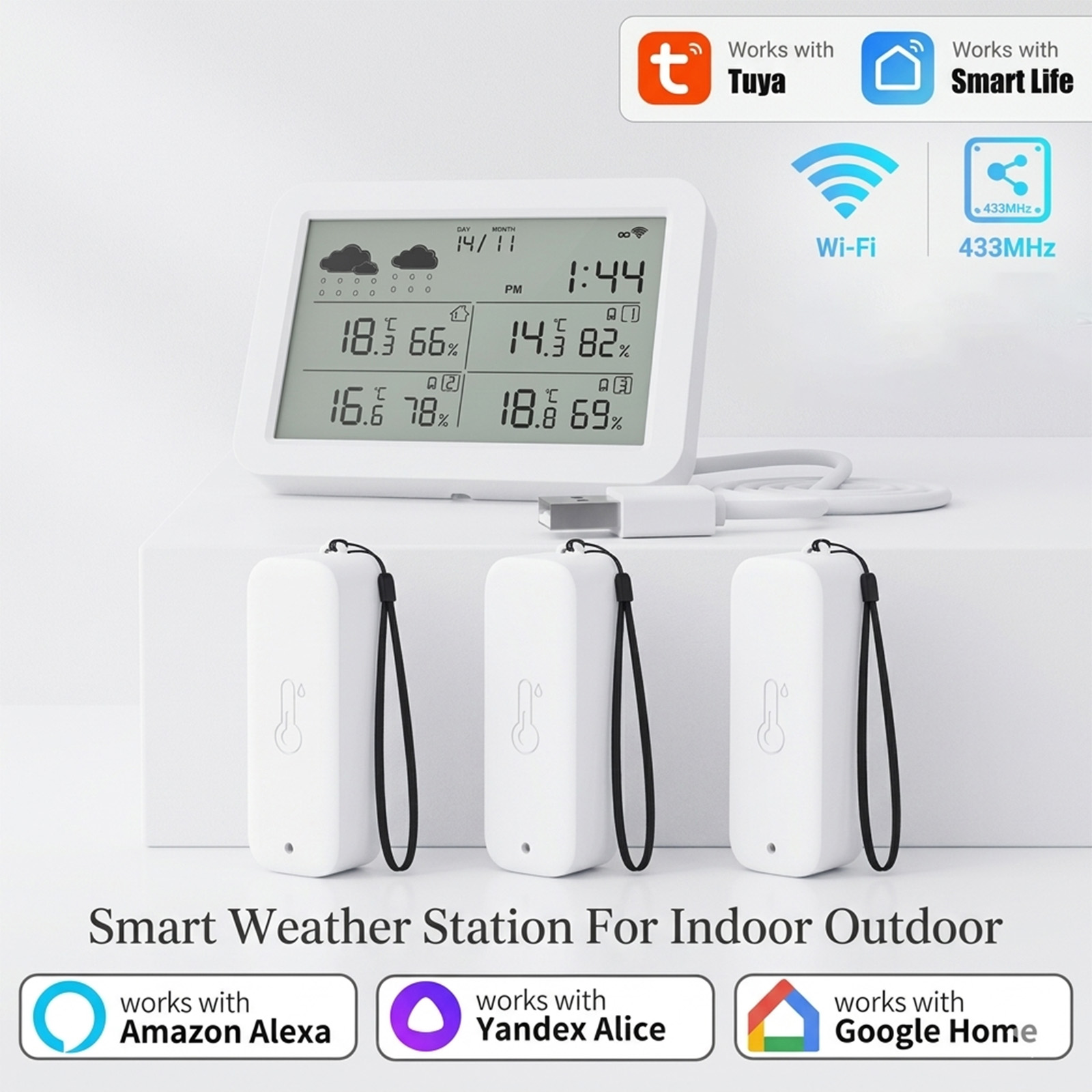 Weather Station Indoor - Tuya WiFi+RF433 Wetterstation, Smart Home Innen-