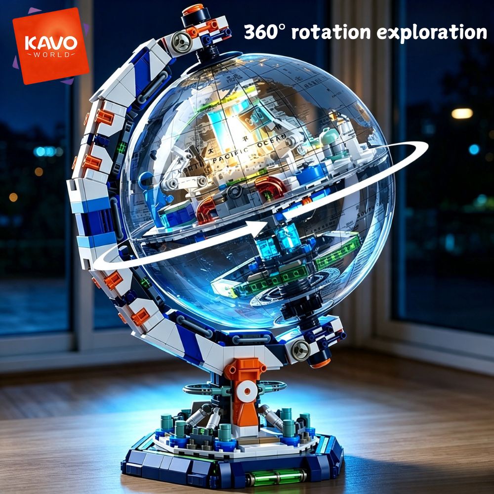 Hobby Science Lab - KAVOWORLD 1793-teiliges Raumstation-Bausteinset mit LED-Beleuchtung, Erdkugel-Modell,