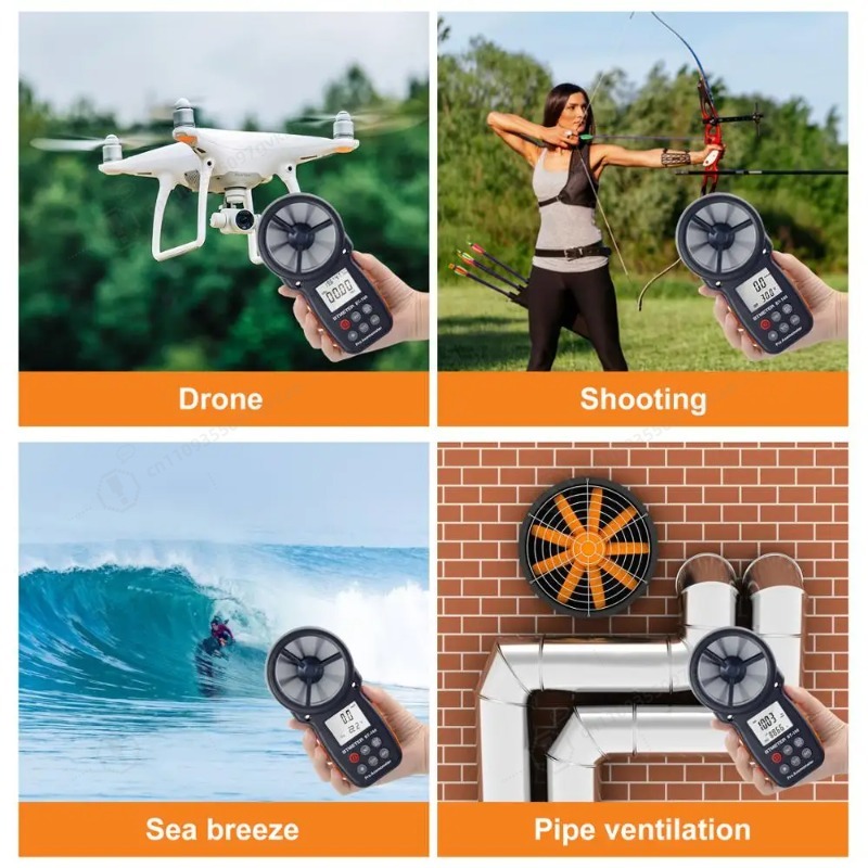 Anemometer Wind Speed - BT-100 Digitales Anemometer Handgehaltenes Windgeschwindigkeitsmessgerät zur