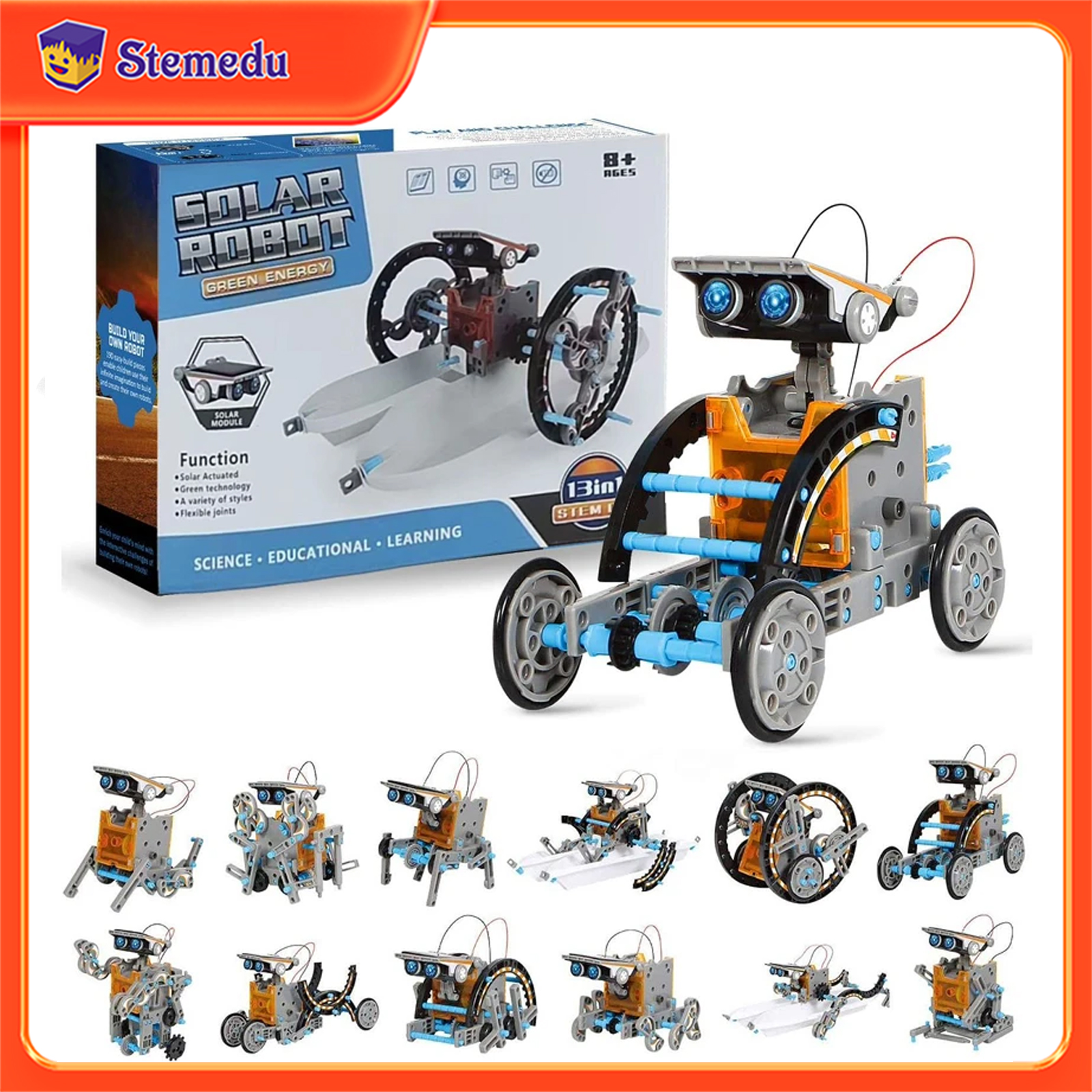 Science Robot - 13-in-1 solarbetriebener Roboter, Wissenschaftsset, DIY-Bausteine, Geschenk
