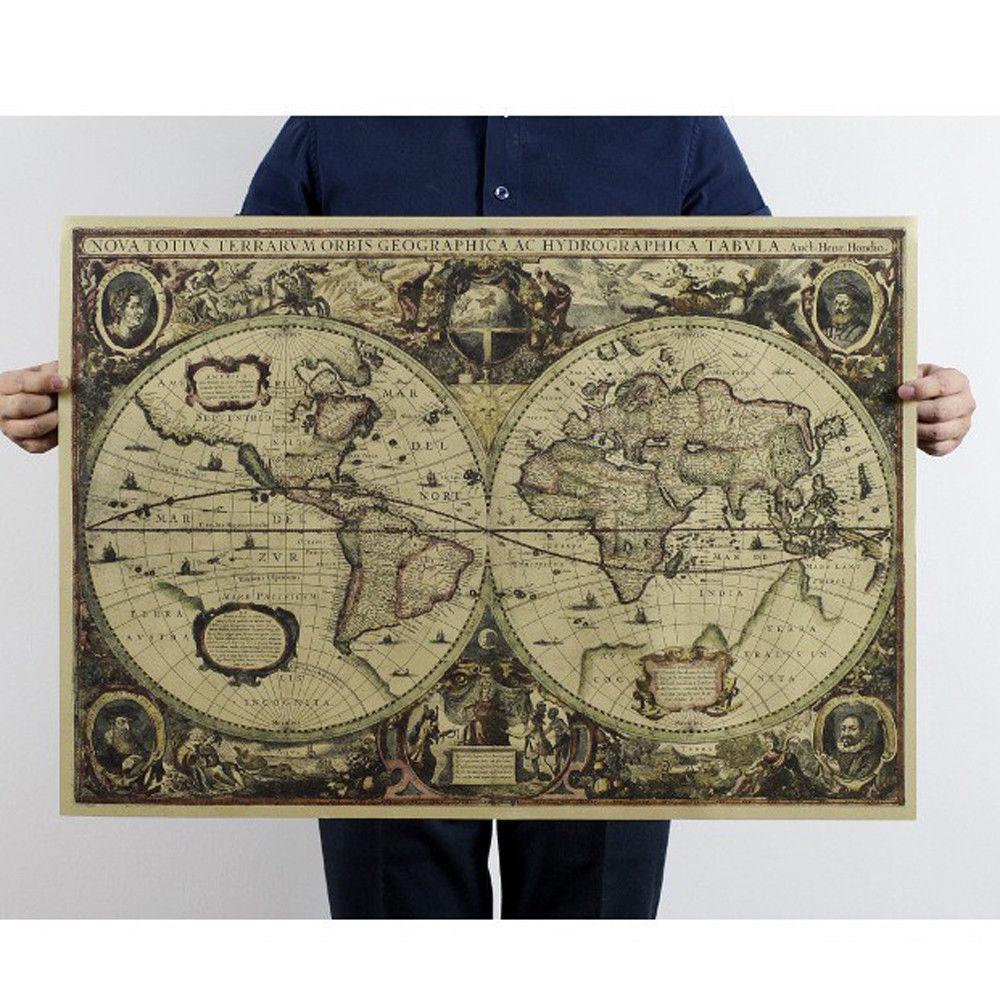 Star Map Poster - Retro Weltkarte Nautische Ozean Karte Vintage
