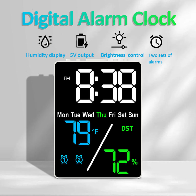 Weather Station Indoor - Multifunktionaler digitaler Wecker mit großem Bildschirm,