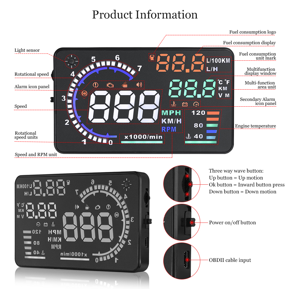 AD 5,5'' OBD2 HUD Auto Head Up – Anemometer Wind Speed Bewertung und Preis
